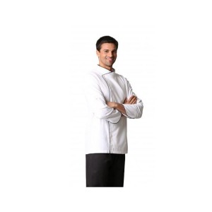 JALECA FIL-A-FIL BRANCA C/VIVOS PRETOS