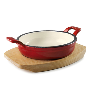 CAÇAROLA FERRO VERMELHO Ø12CM C/BASE MADEIRA 25851