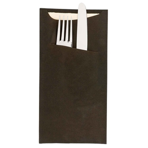 BLACK CUTLERY PACK WITH NAPKIN PACK 400UN