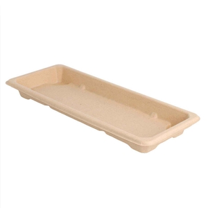 PACK OF 50 ‘BIONIC’ SUSHI TRAYS - NATURAL BAGASSE - 22 X 9 X 2 CM
