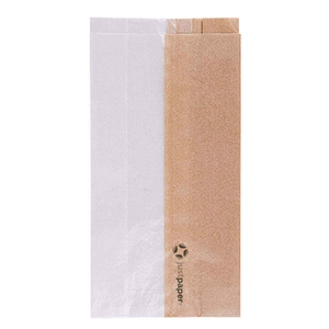 PACK OF 250 BAGS WITH WINDOW - ECO ‘JUST PAPER’ ROUND - 38 G/M² - 12 + 6 x 23 CM - NATURAL GREASEPROOF PAPER