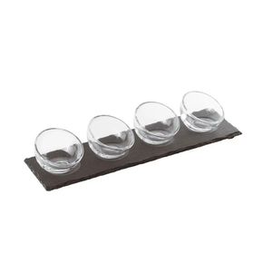 SET 4 TAÇAS VIDRO C/TABUA C/PEGA 42X9CM 41205-07