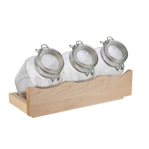 WOOD STAND W/3 GLASS W/AIRTIGHT COVER 2LT