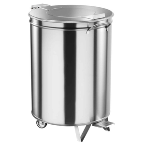 BALDE LIXO INOX COM RODAS E PEDAL 46X70 100LT