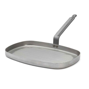 GRELHADOR CARBONO CANELADO COM CABO 38X26CM