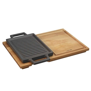 GRILL 22X15 WITH WOODEN BASE 2 DIVISIONS 