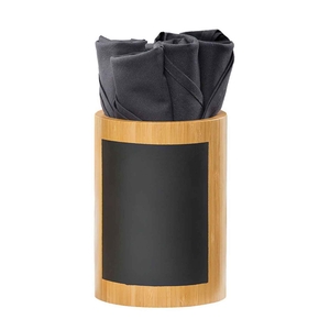 WRITE-ON BAMBOO/SLATE ROUND CUTLERY HOLDER 13X18CM