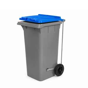 120L BIN W/ WHEELS AND PEDAL - BLUE LID