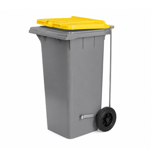 CONTENTOR 120L C/RODAS E PEDAL - TAMPA AMARELA