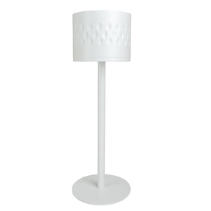 CONJ. BALDE GARRAFA LOSANGO BRANCO C/SUPORTE INOX Ø24.5XH80CM AST874