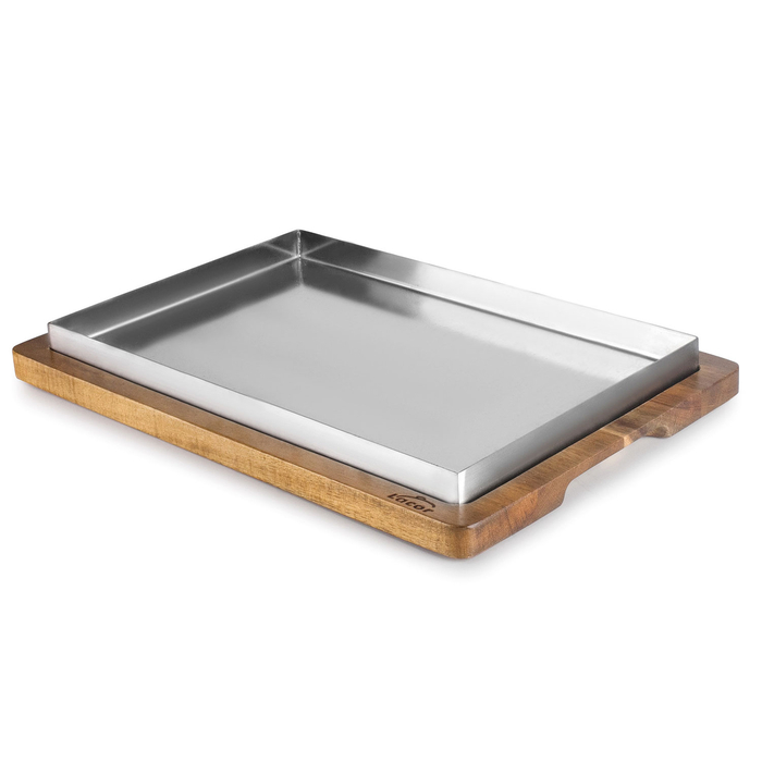 BANDEJA INOX 22X14XH2CM C/BASE MADEIRA 60831 - LACOR - 8414271608315