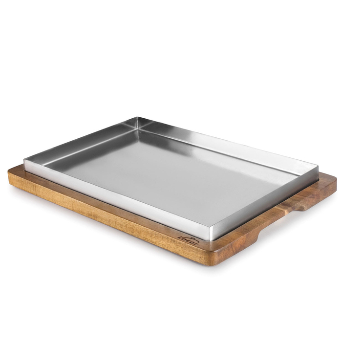 BANDEJA INOX 32X14XH2CM C/BASE MADEIRA 60832 - LACOR - 8414271608322