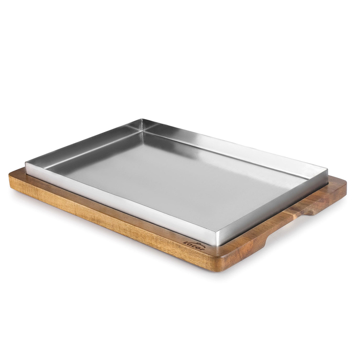 BANDEJA INOX 29.5X19.5XH2CM C/BASE MADEIRA 60830 - LACOR - 8414271608308