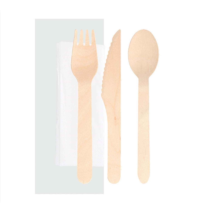 SET WOOD KNIFE+FORK+SPOON+NAPKIN PACK 100UN - GARCIA DE POU - 8420499220420