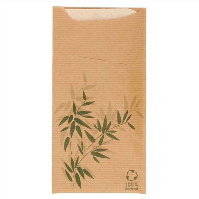 SACHET CUTLERY W/NAPKIN FEEL GREEN PACK 400UN - GARCIA DE POU - 18420499169405