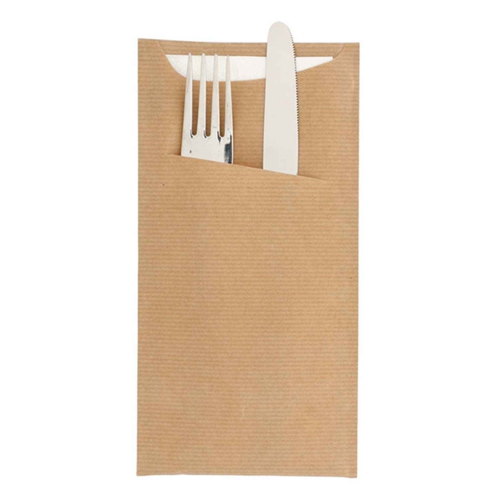 KRAFT SACHET CUTLERY W/NAPKIN 22.5X11.5CM PACK 400 - GARCIA DE POU - 18420499221899