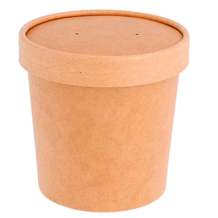 DOUBLE WALL KRAFT CONTAINER W/LID 360ML PACK 25UN - GARCIA DE POU - 8420499212593