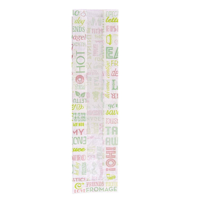 PACK OF 250 BAGUETTE BAGS WITH WINDOW - ECO GREEN PAROLE - 32 G/M² - 9 + 6 x 35 CM - WHITE GREASEPROOF PAPER - GARCIA DE POU - 8420499231105