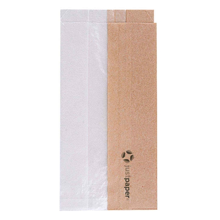 PACK OF 250 BAGS WITH WINDOW - ECO ‘JUST PAPER’ ROUND - 38 G/M² - 9 + 5.5 x 18 CM - NATURAL GREASEPROOF PAPER - GARCIA DE POU - 8420499231143
