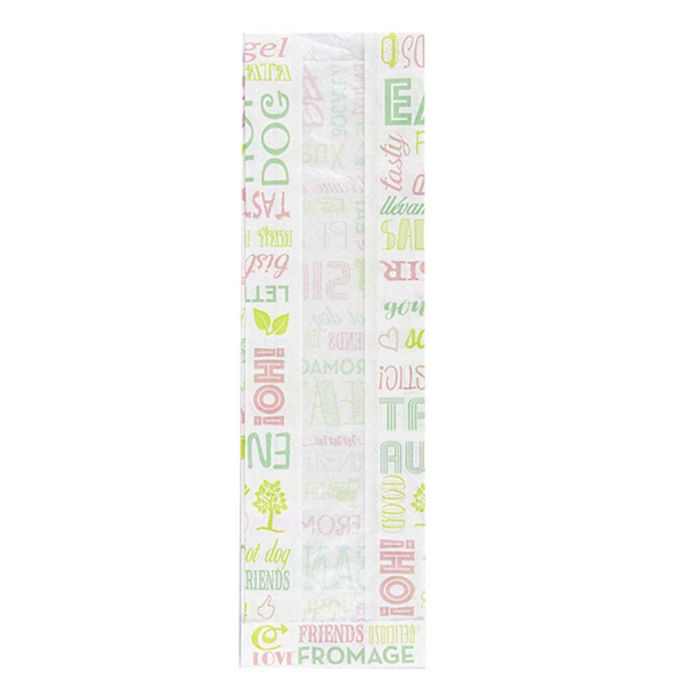 PACK OF 250 BAGUETTE BAGS WITH WINDOW - ECO GREEN PAROLE - 32 G/M² - 9 + 4.5 x 30 CM - WHITE GREASEPROOF PAPER - GARCIA DE POU - 8420499231099