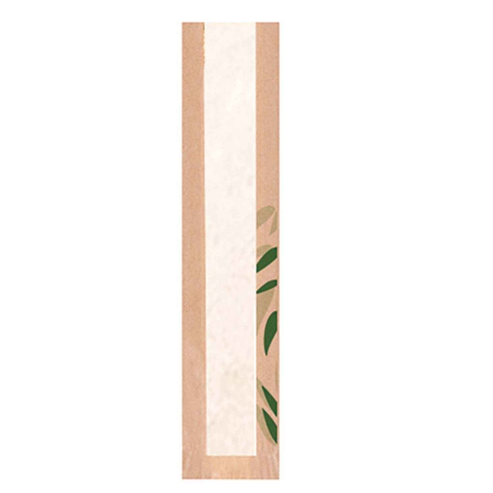 PACK OF 250 BAGUETTE BAGS WITH WINDOW - ECO ‘FEEL GREEN - JUST PAPER’ - 32 G/M² - 9 + 4 x 35 CM - NATURAL KRAFT - GARCIA DE POU - 8420499231006