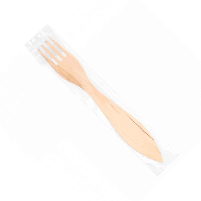 WOODEN FORK 15CM INDIVIDUALLY WRAPPED PACK 100UN - GARCIA DE POU - 8420499112374