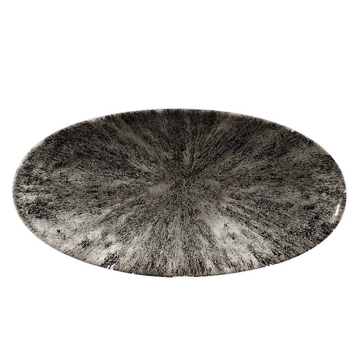 STUDIO P STONE QUARTZ  BLACK OVAL TRAY 29.9X15CM - CHURCHILL - 5034414440379