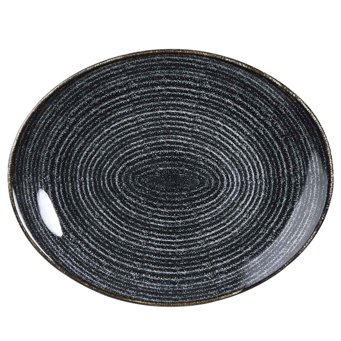 STUDIO PRINTS HOMESPUN CHARCOAL BLACK OVAL PLATE - CHURCHILL - 5034414397680