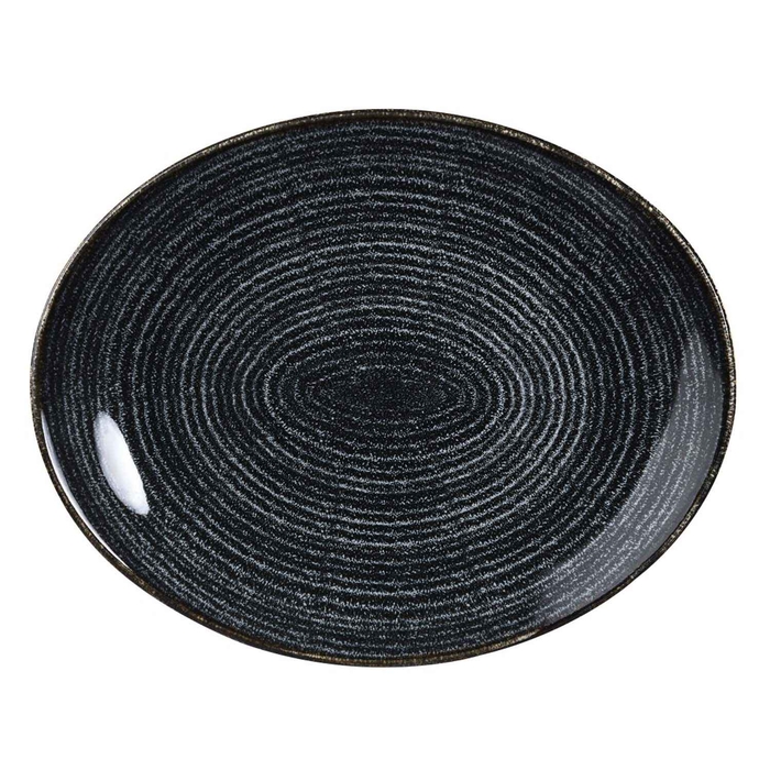 STUDIO PRINTS HOMESPUN CHARCOAL BLACK OVAL PLATE - CHURCHILL - 5034414397697