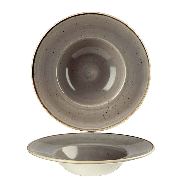 STONECAST PEPPERCORN GREY WIDE RIM BOWL 24CM - CHURCHILL - 5034414393668