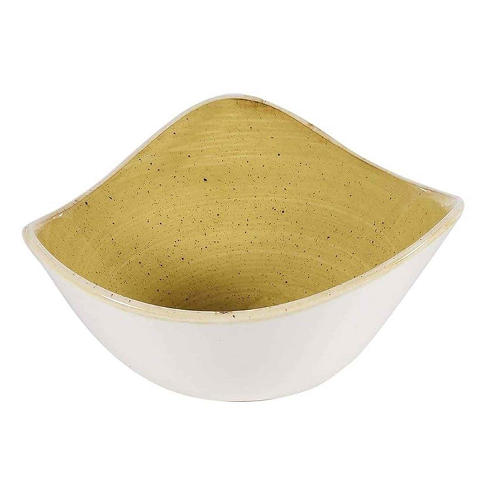 STONECAST MUSTARD SEED YELLOW TRIANGLE BOWL 15.3CM - CHURCHILL - 5034414420043