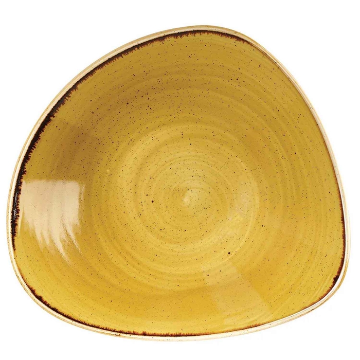 STONECAST MUSTARD SEED YELLOW TRIANGLE BOWL 18.5CM - CHURCHILL - 5034414405675
