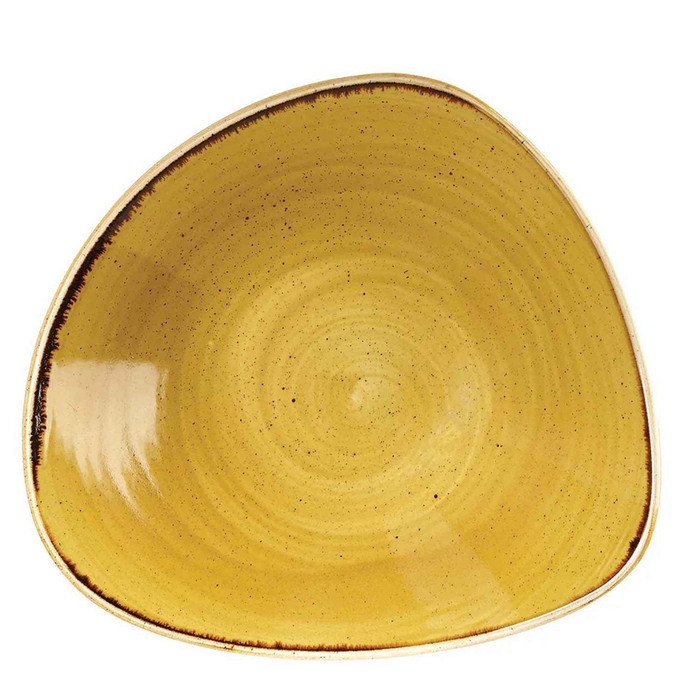 STONECAST MUSTARD SEED YELLOW TRIANGLE BOWL 23.5CM - CHURCHILL - 5034414393514
