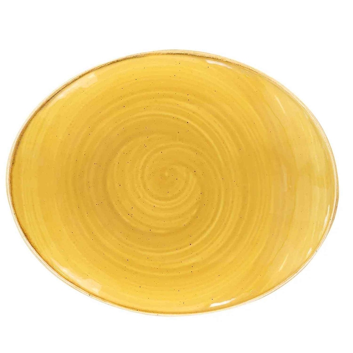STONECAST MUSTARD SEED YELLOW OVAL PLATE 19.2CM - CHURCHILL - 5034414395976