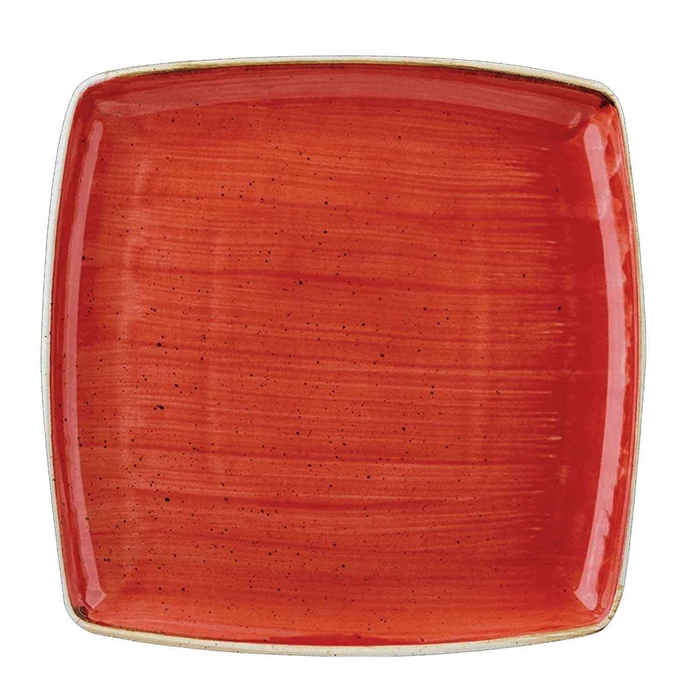STONECAST BERRY RED SQUARE PLATE 26.8CM - CHURCHILL - 5034414396164