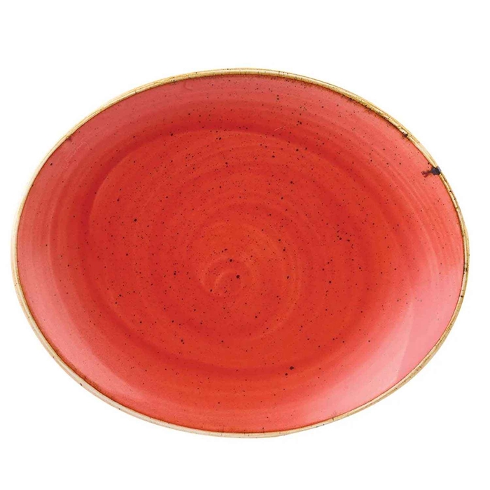 STONECAST BERRY RED OVAL PLATE 19.2CM  - CHURCHILL - 5034414396157