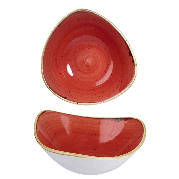 STONECAST BERRY RED TRIANGLE BOWL 23.5CM 60CL - CHURCHILL - 5034414396133
