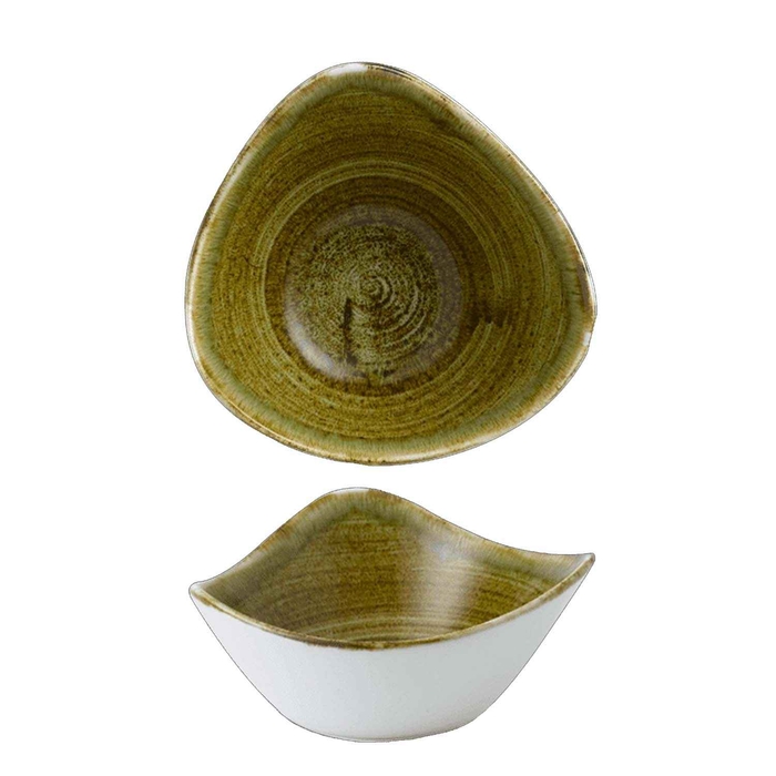 STONECAST PLUME OLIVE TRIANGLE BOWL 15.3CM - CHURCHILL - 5034414446890