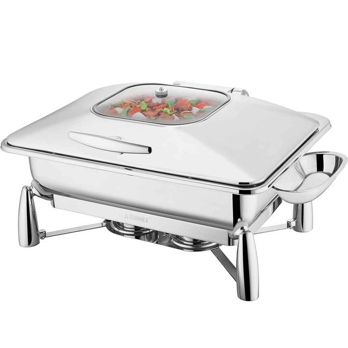 CHAFING DISH INDUÇAO/GEL OSLO TAMPA VIDRO 8.5L - PALMA & PALMA - 6940993032760