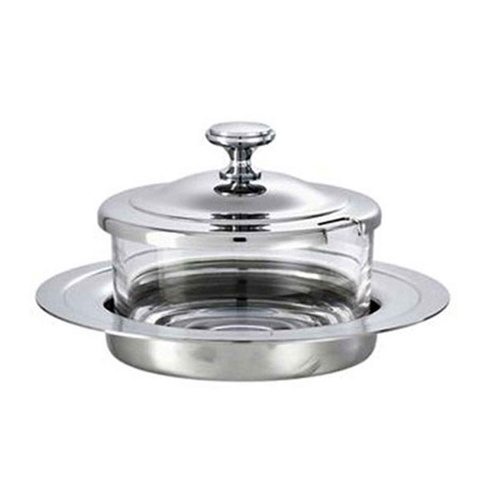 QUEIJEIRA VIDRO C/TAMPA E PRATO INOX - PADERNO - 8014808533273