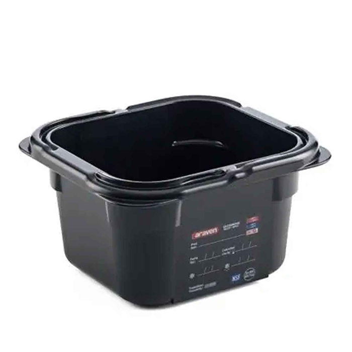 G/N 1/6 176X162X100MM 1.5LT BLACK FOOD PAN - ARAVEN - 841177747791