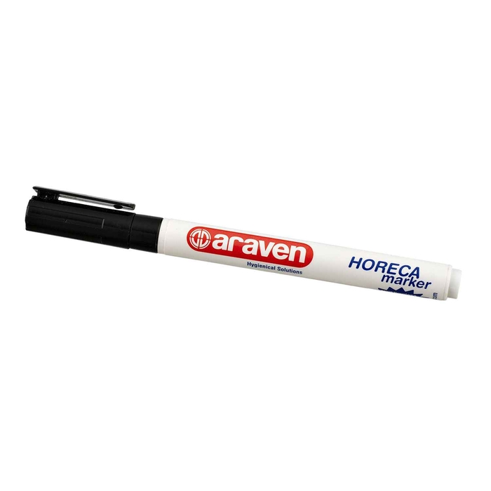 MARCADOR PRETO PARA CAIXA DE PLASTICO - ARAVEN - 8411777003934