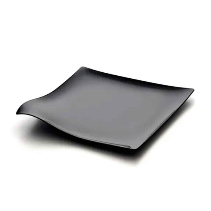 WAVE BLACK TASTING PLATE 12.5X12.5CM PACK 20UN - ARAVEN - 8411777417649