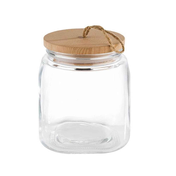 FRASCO VIDRO C/ TAMPA MADEIRA 2LT Ø14XH17CM - APS - 4004133822566