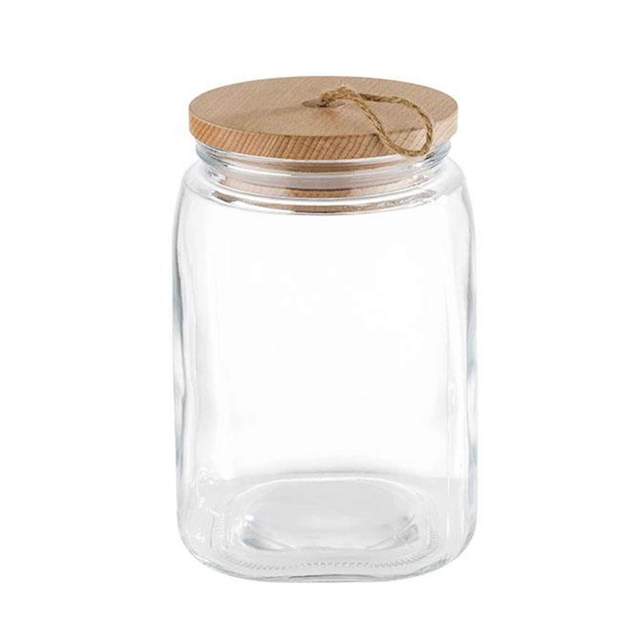 GLASS BOTTLE W/ WOOD LID 2.5LT Ø14XH21.5CM - APS - 4004133822573