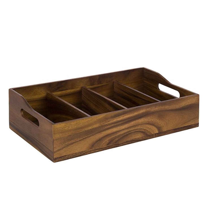 CAIXA TALHERES MADEIRA 4 COMP 51X28XH13CM 11952 - APS - 4004133119529