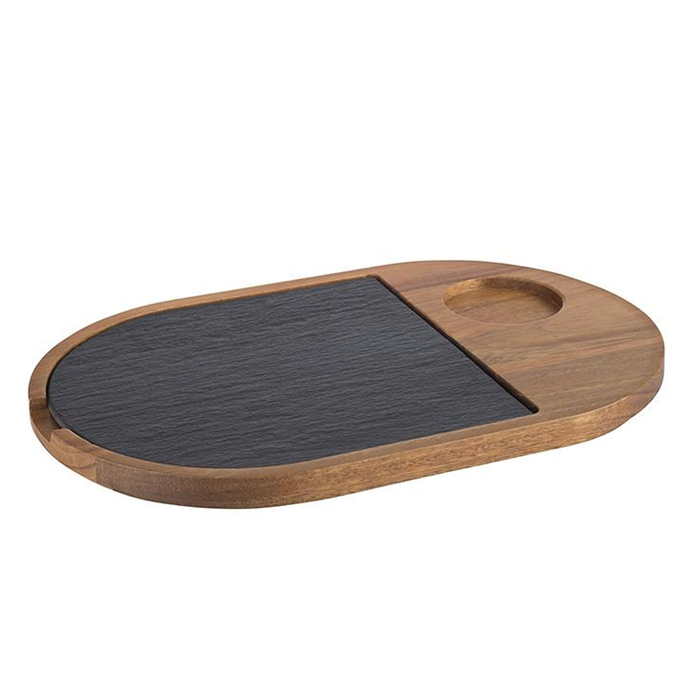 TABUA MADEIRA OVAL 28X17.5CM C/ARDOSIA 814 - APS - 4004133008144