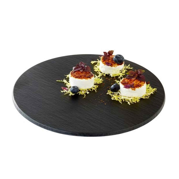 SLATE BLACK MELAMINE TRAY Ø30CM - APS - 4004133839922