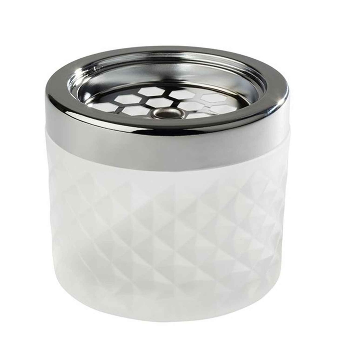 WHITE METAL/GLASS ASHTRAY Ø9.5X8CM - APS - 4004133005853
