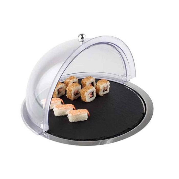 NATURSCHIEFER S.STEEL TRAY W/SLATE AND ROLLTOP - APS - 4004133010000